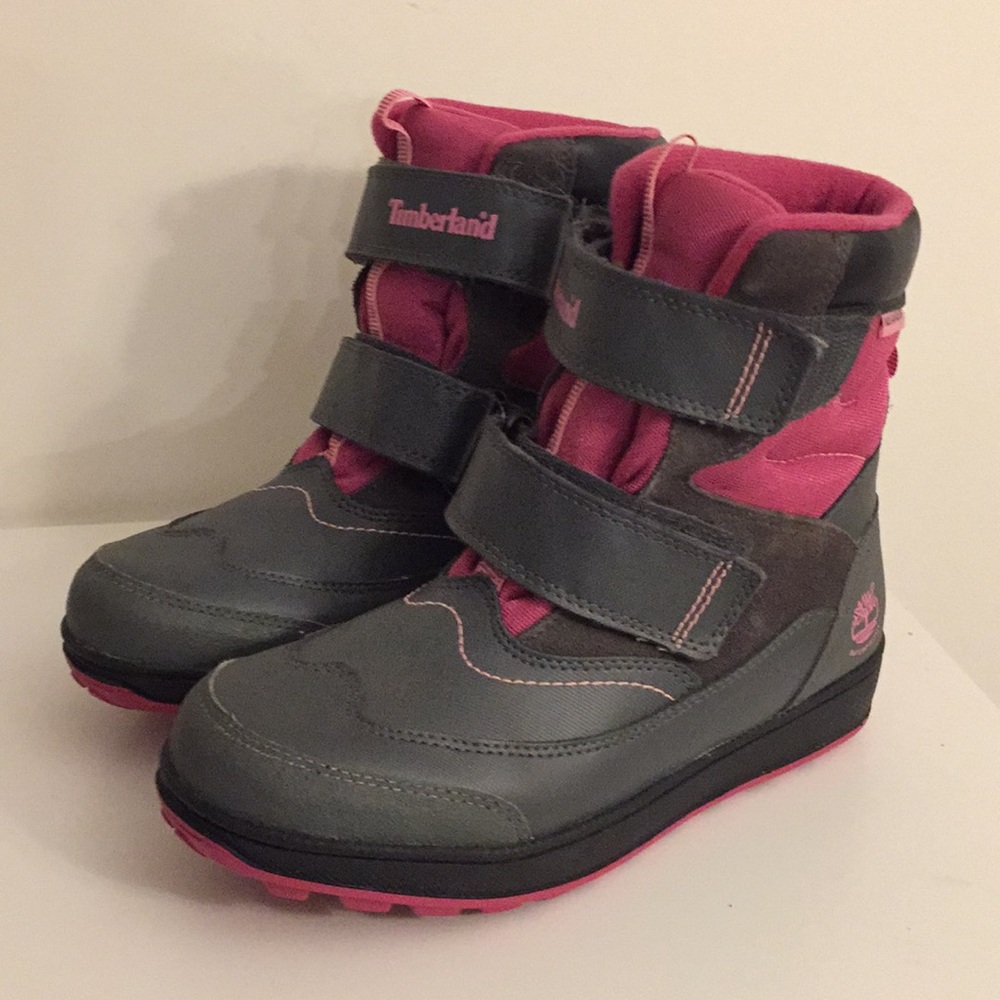 EUC Timberland gray and pink waterproof boot Sz 5